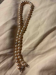 Single Strand Pearl Necklace with Sterling Silver Clasp