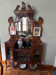 Victorian Era Carved Walnut Sideboard with Mirror