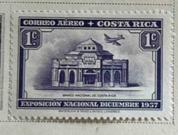 Costa Rican 10c Airmail Stamp, 1937 National Exposition Issue