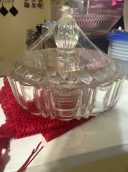 Pressed Glass Covered Candy Dish