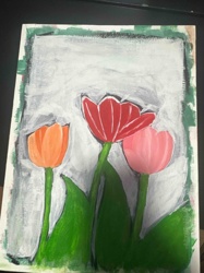 Tulip Trio Acrylic Painting on Canvas Board