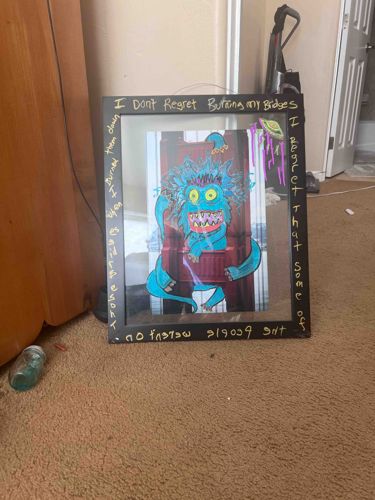 Framed 'Burning Bridges' Monster Artwork