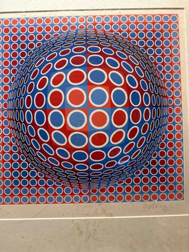 Op Art Serigraph by Victor Vasarely (Possibly 'Vonal' series)