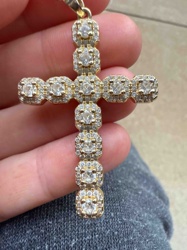 Gold Diamond Encrusted Cross Pendant