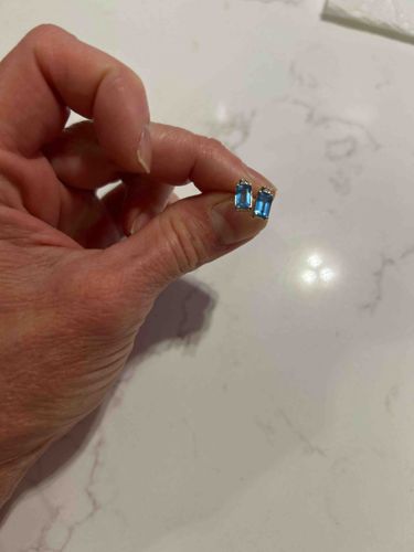 Blue Topaz and Diamond Post Earrings