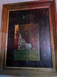 Folk Art Spooky House Painting on Wood Panel