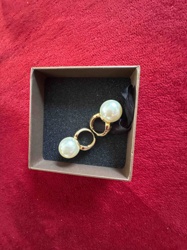 Yellow Gold Plated 18k Imitation Pearl Dangle Earrings
