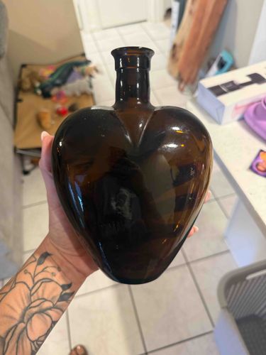Amber Heart-Shaped Glass Bottle