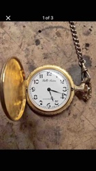 Belle-Suisse Gold-Tone Pocket Watch with Chain