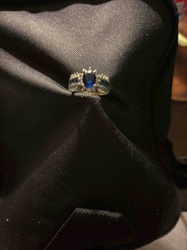 Blue Sapphire and Diamond Accent Ring