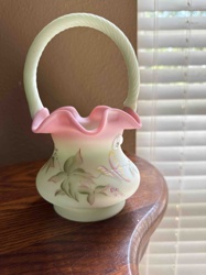 Pastel Hand-Painted Art Glass Basket