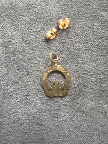 14KT Clad Claddagh Charm and Earring Backs
