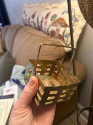 Miniature Brass Slatted Basket with Handle