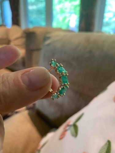 Emerald and Gold Hoop Earring