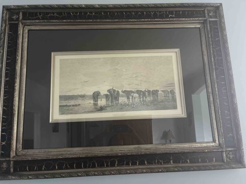 Framed African Elephant Landscape Print