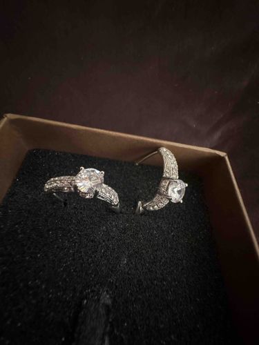 18k White Gold Plated Zirconia Ring and Earring Set