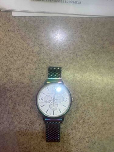 Multi-Color Iridescent Chronograph-Style Watch