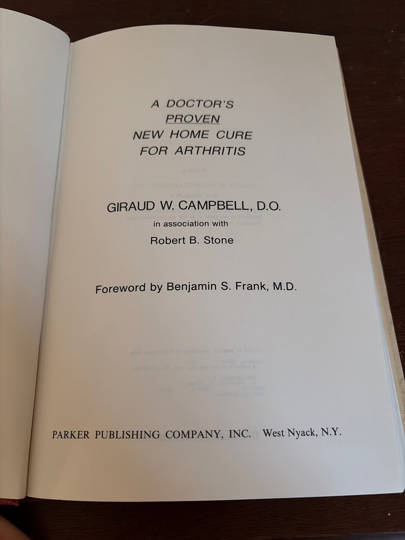 Submitted photo of A Doctor's Proven New Home Cure for Arthritis title page