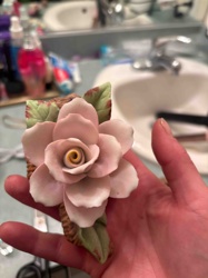 Porcelain Pink Rose Floral Sculpture
