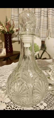 Pressed Glass Decanter with Stopper