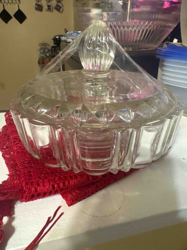 Pressed Glass Covered Candy Dish