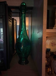 Emerald Green Glass Decanter with Stopper