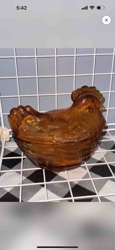Amber Glass Hen on Nest Covered Dish