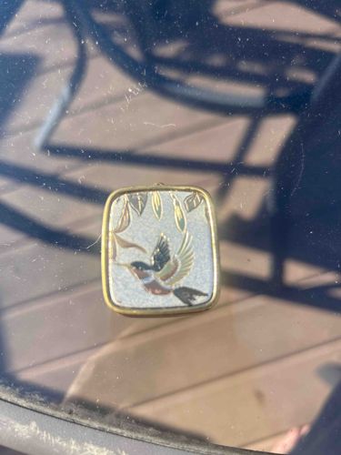 Japanese Damascene Bird and Foliage Pendant/Charm