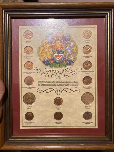 Framed Canadian Penny Collection Display