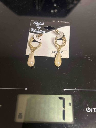 Styled by Christine Gold-Tone Twisted Hoop Drop Earrings with Faux Pearl