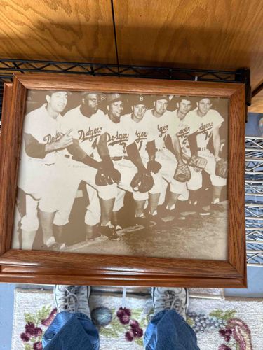 Framed Vintage Photograph of Los Angeles Dodgers Players