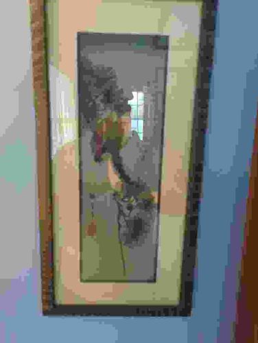 Vintage Framed Elongated Vertical Art Piece