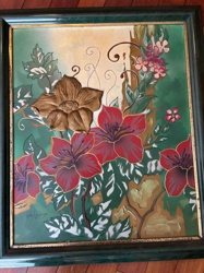 Mixed Media Floral Artwork with 3D Elements