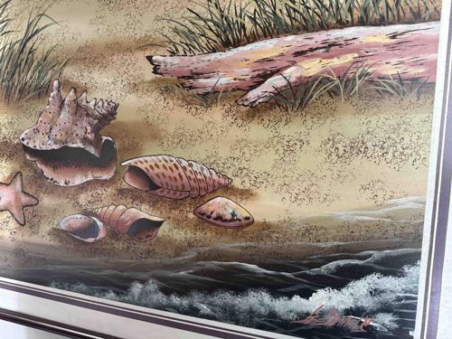 Seascape Still Life Painting of Shells and Driftwood