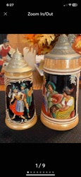 German Relief Ceramic Beer Steins