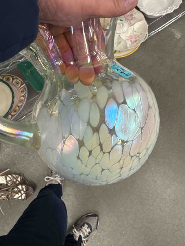 Phoenix Studios Iridescent Art Glass Vase/Pitcher