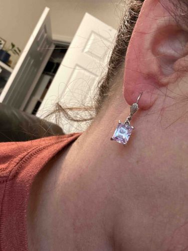 Emerald-Cut Amethyst Pendant Earrings