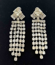 Vintage Rhinestone Waterfall Dangle Earrings