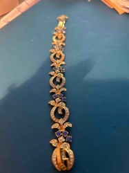 Gold-Toned, Sapphire and Diamondette Link Bracelet