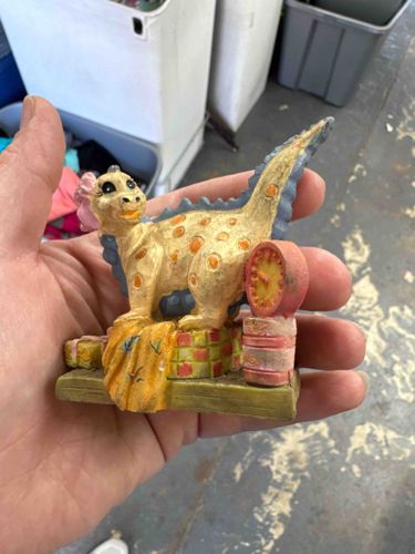 Whimsical Dinosaur with Clock Figurine