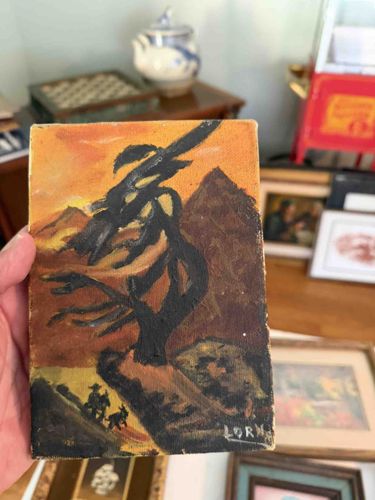 Desert Landscape Painting with Horseman