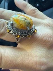 Vintage/Estate Fire Opal and Citrine Sterling Silver Cocktail Ring