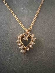 Diamond and Gold Heart Pendant Necklace