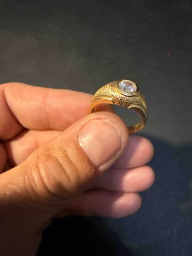 Men's 14k Yellow Gold Nugget-Style Solitaire Ring