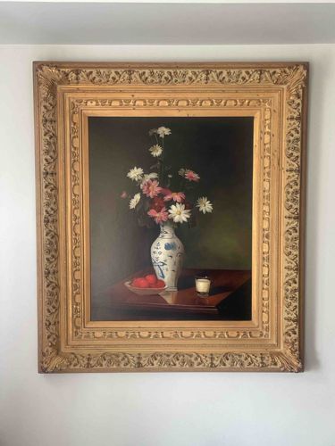 Still Life Painting with Flowers and Vase