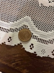 Sacagawea / Native American Dollar Coin on Filet Lace Doily