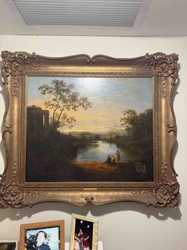 Classical Landscape Oil Painting in Ornate Gilded Frame