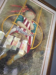 Surrealist Figurative Print in Gilt Frame