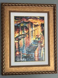 Venetian Canal Scene Impasto Painting, Signed (Unidentified Artist)