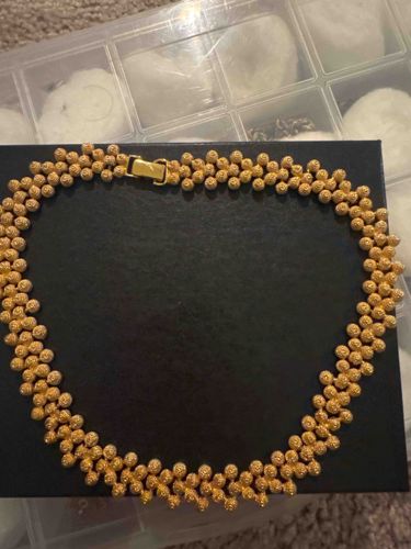 Vintage Gold-Tone Filigree Bead Collar Necklace